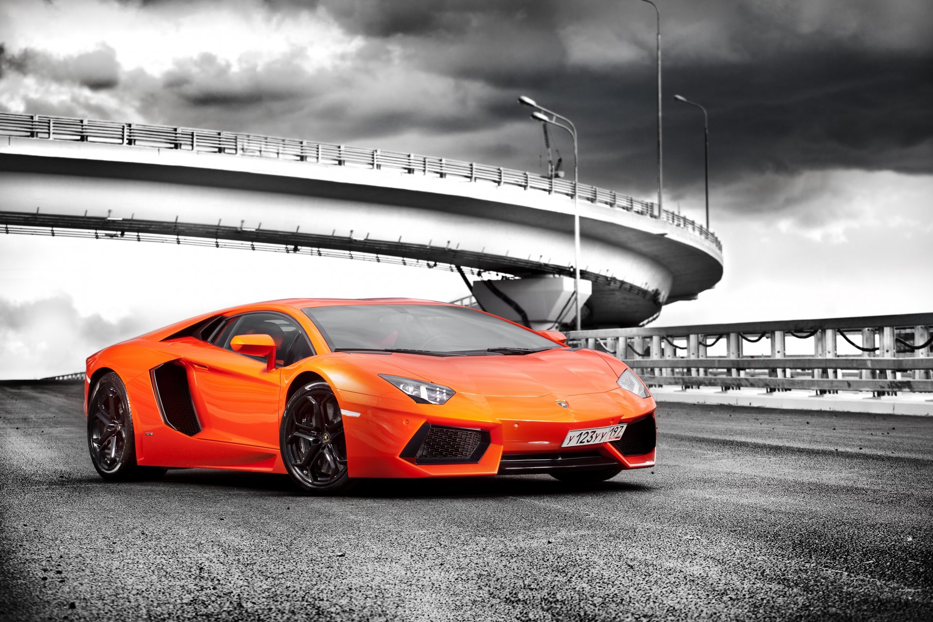 lamborghini aventador lp700-4 machine supercar orange