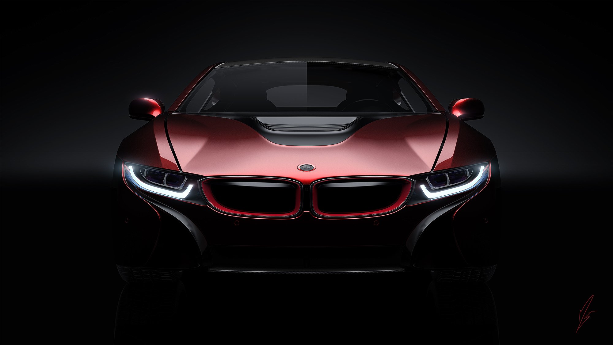 bmw i8 concept car luce anteriore rossa