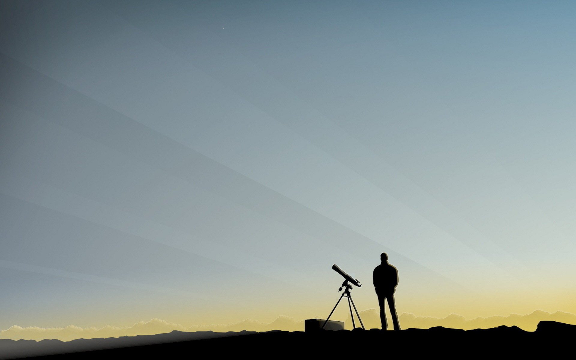 minimalismus mann beobachtung fernrohr himmel