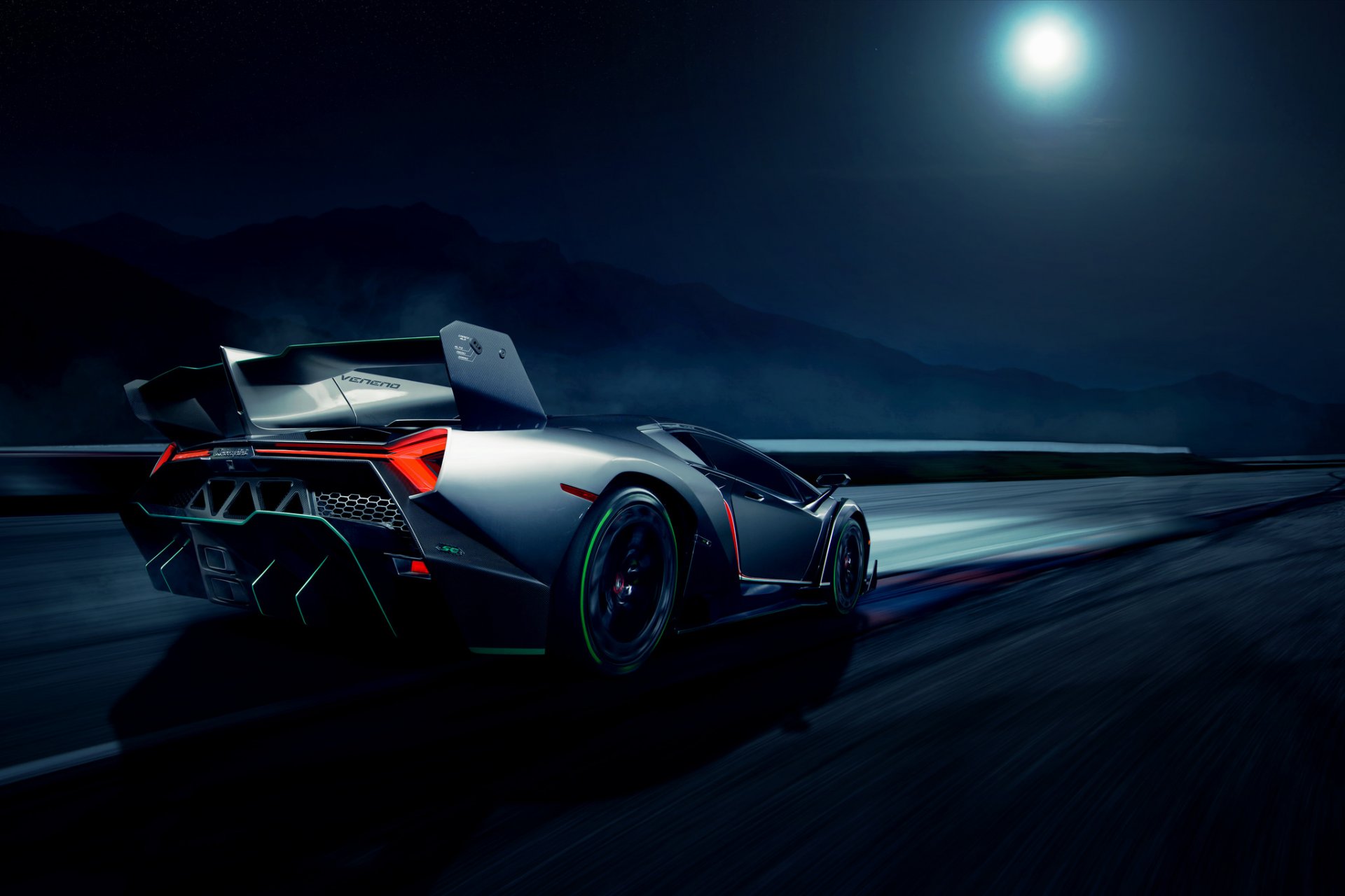 lamborghini veneno trasero luna velocidad movimiento