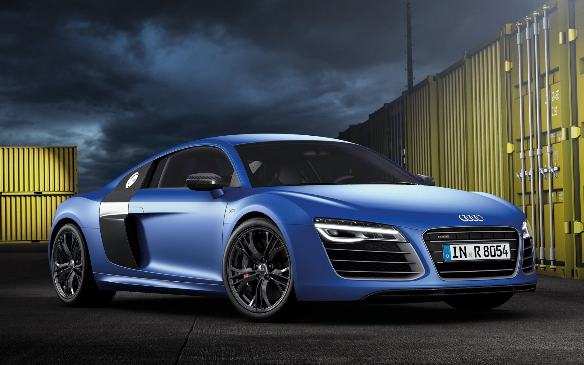 audi r8 v10 più audi r8 v10 supercar blu anteriore