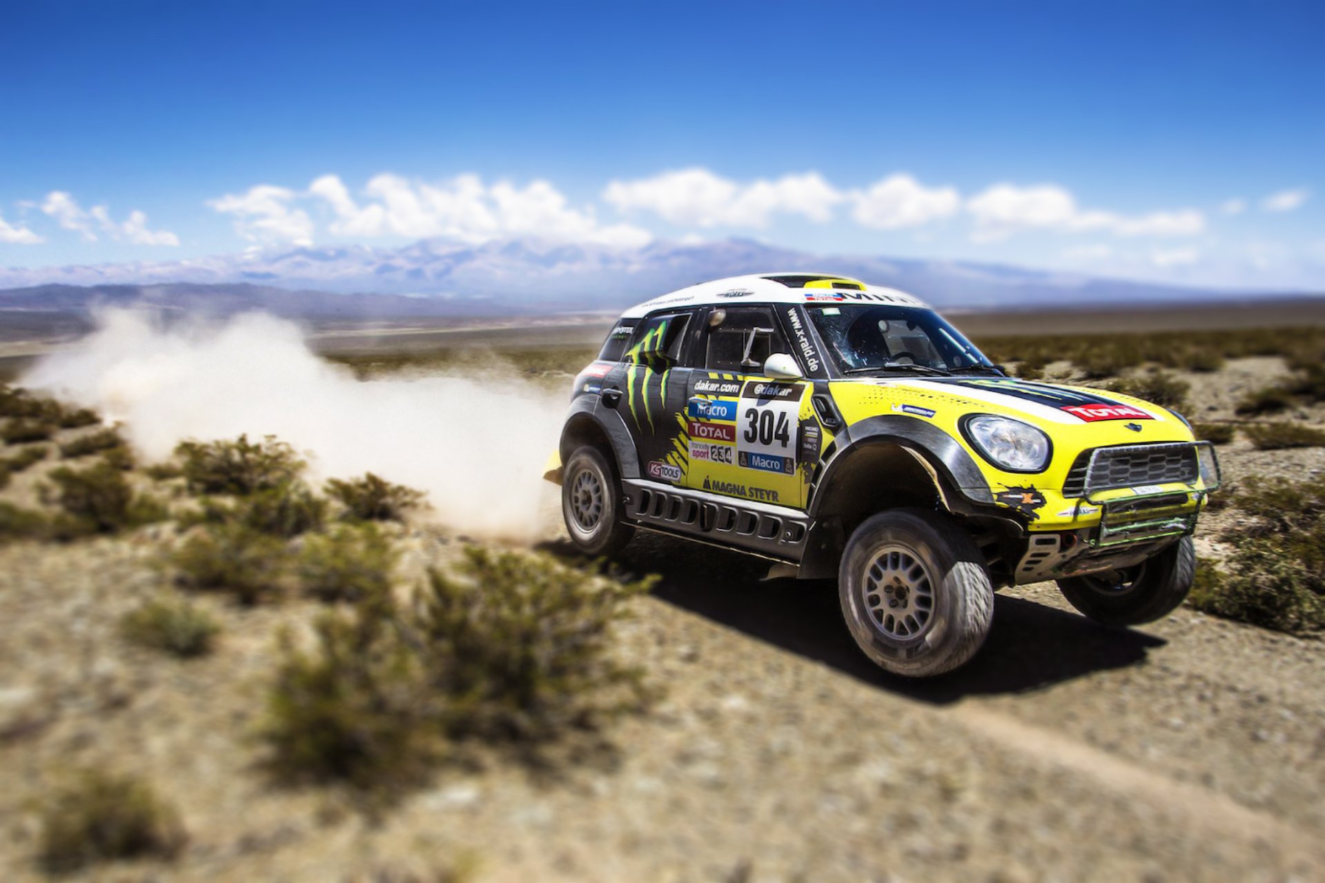 mini mini cooper mini dakar x-raid rajd suv 2014 wyścig sport żółty dzień auto