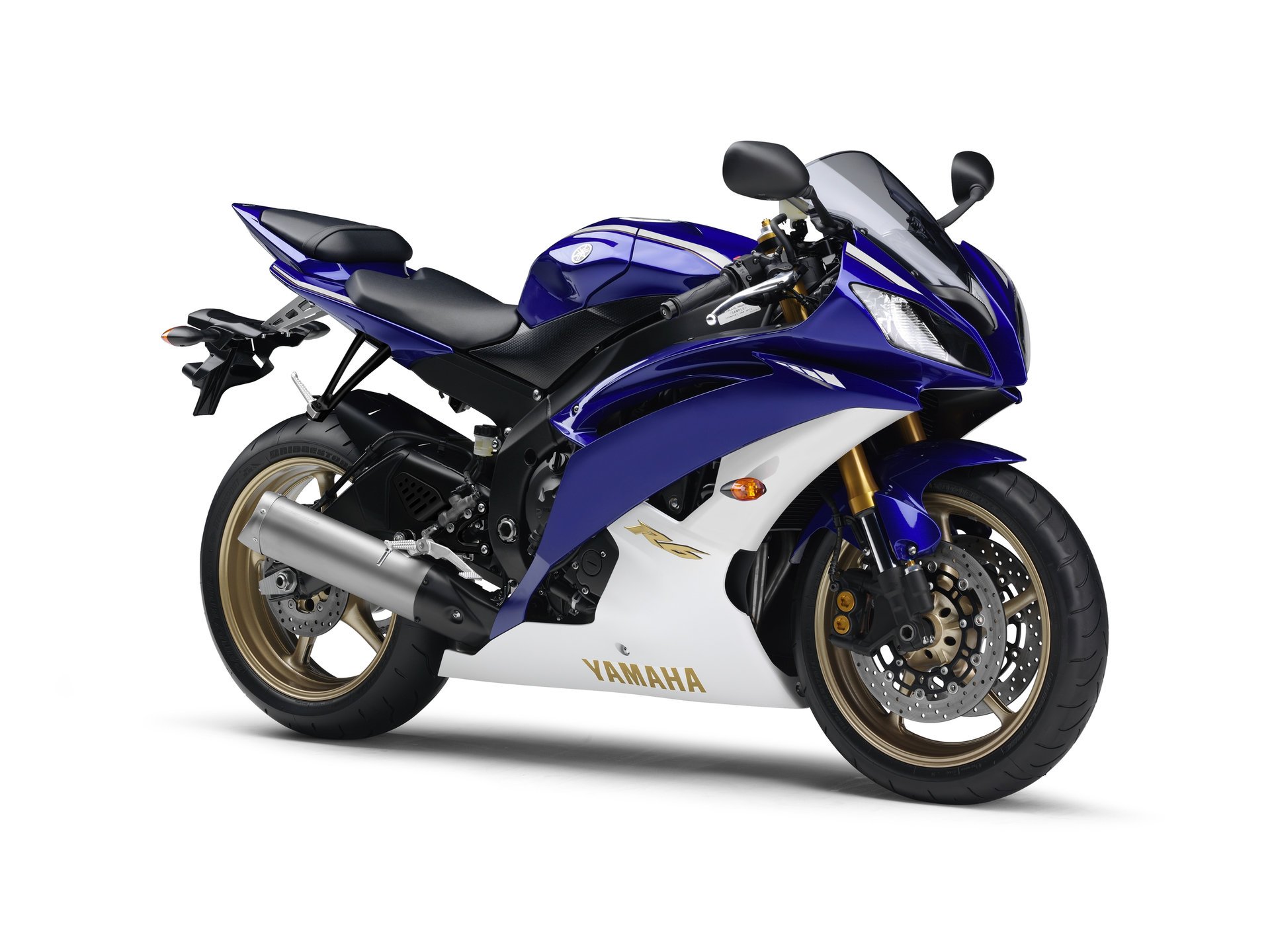 yamaha yzf-r6 2011 sportbike biały niebieski motocykl moto p6 tło