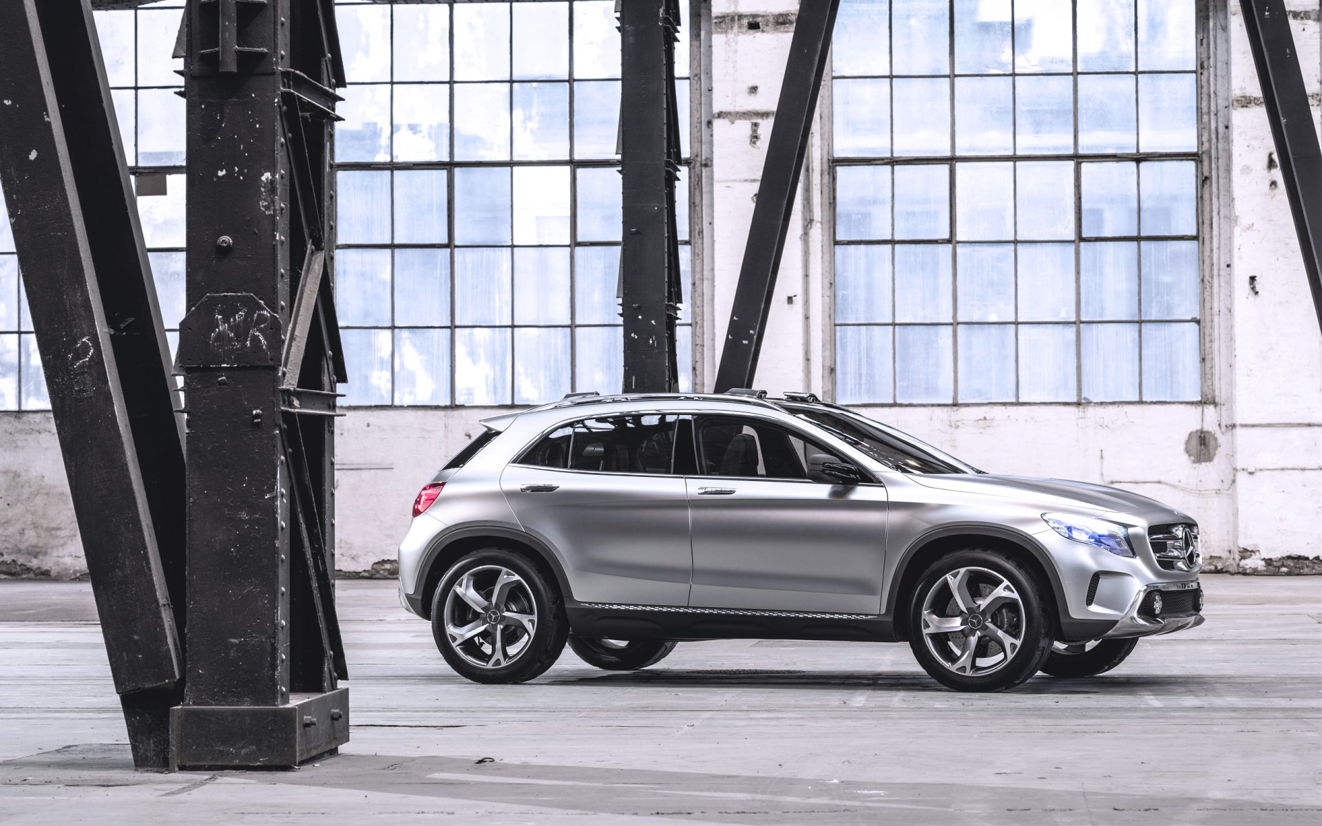 mercedes benz gla concept silver car machine premises a side view jeep grey