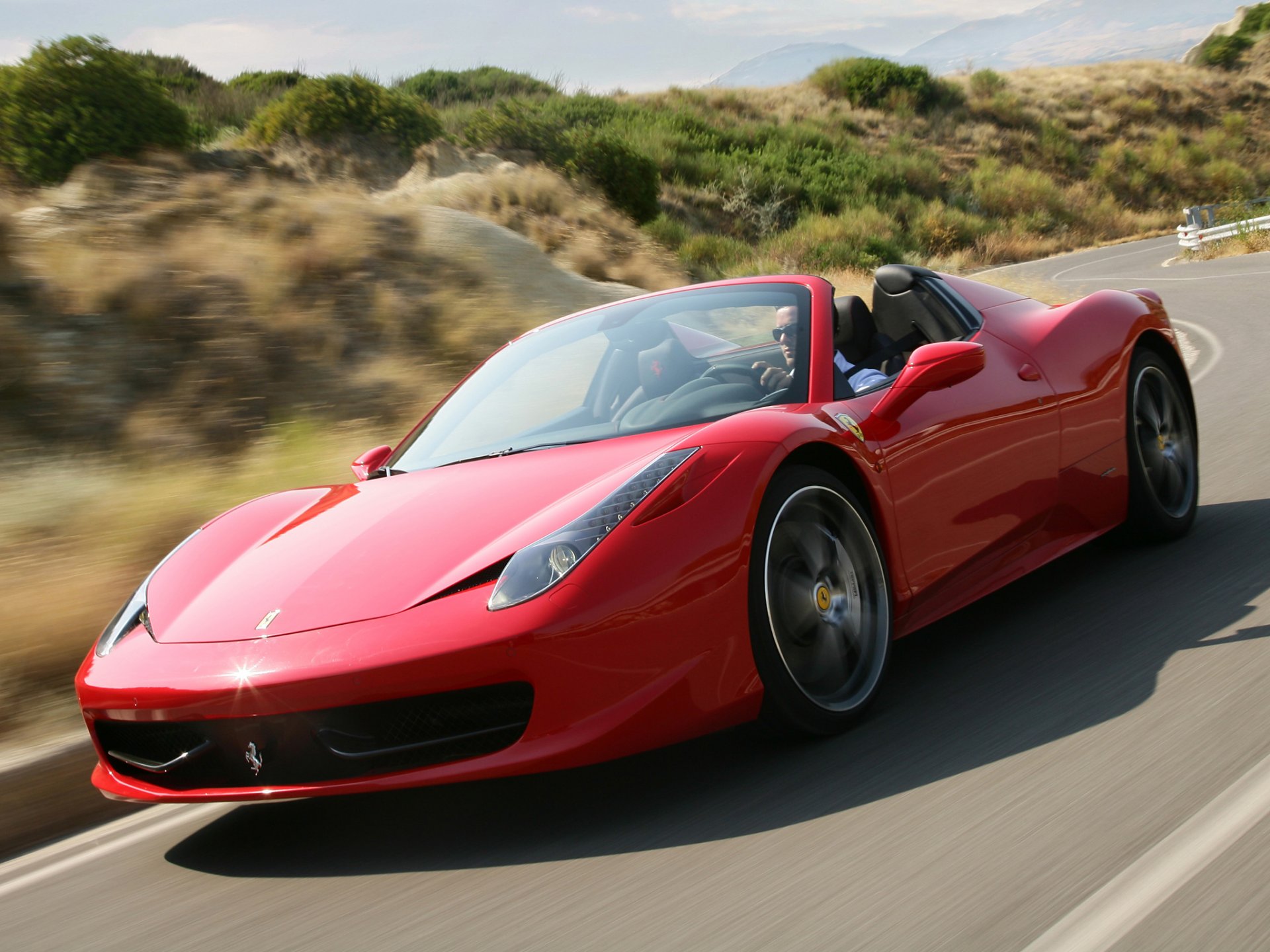 ferrari 458 italia araignée vitesse route rouges