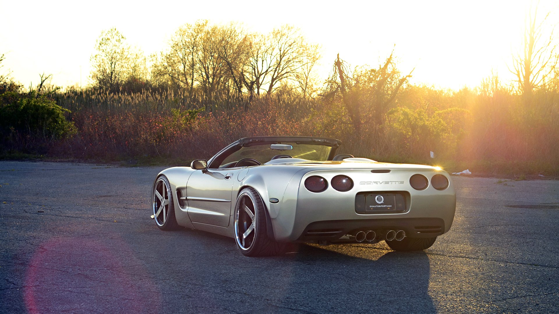 chevrolet corvette c5 cabriolet tuning style roues widebody soleil route lueur