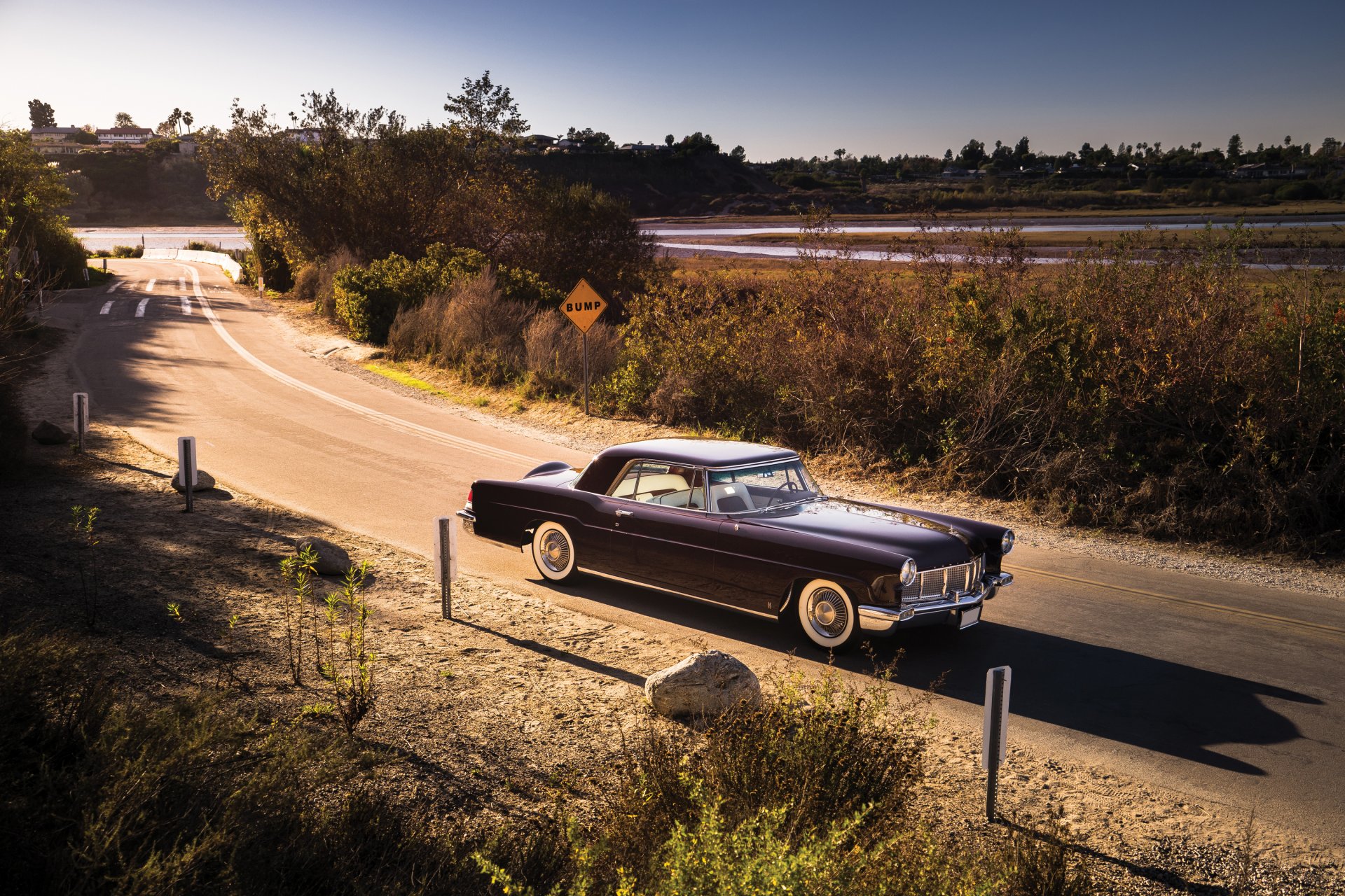 lincoln continentale mark ii 1956 continentale anteriore strada sfondo