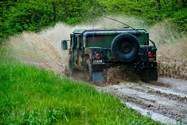 Tanks are not afraid of dirt. hummer all-terrain vehicle