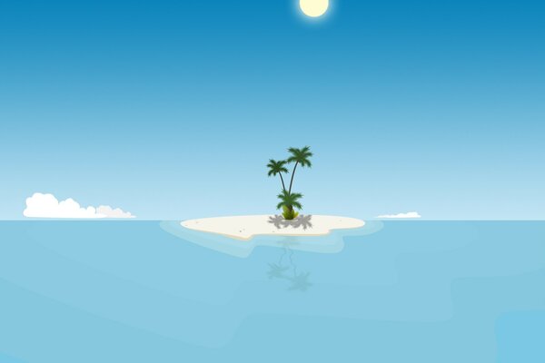 Eine Insel inmitten des blauen Ozeans