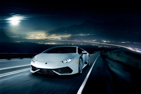 Lamborghini white in motion is mesmerizing