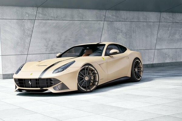 Автомобиль ferrari f12 wheelsandmore на фоне плит