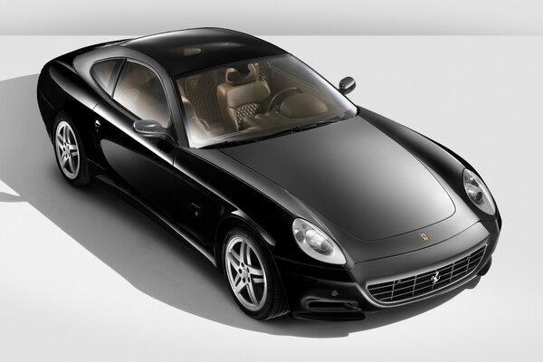 A black and expensive Ferrari car