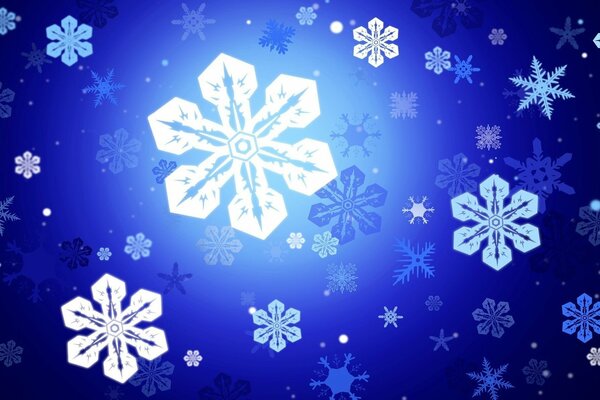 Vector graphics in the form of blue snowflakes