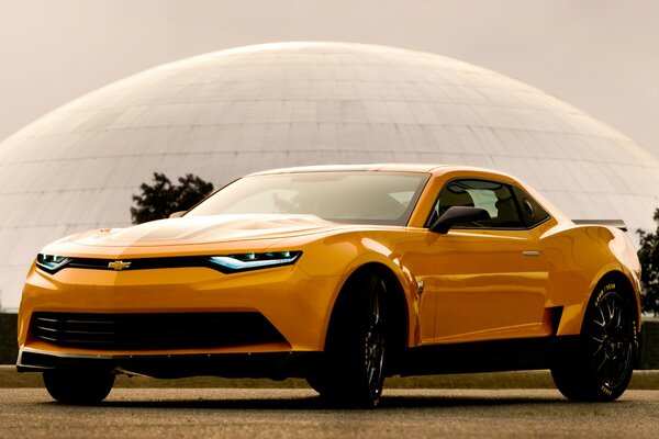 A sporty muscular Chevrolet Camaro car in a modern concept