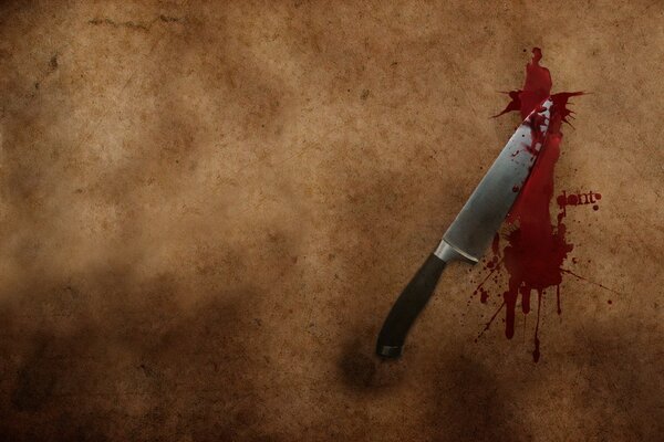 Trace d un couteau à découper sanglant