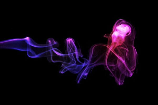 Colored smoke on a black background