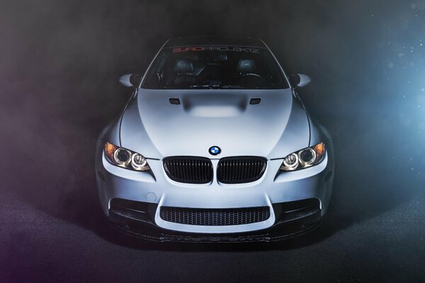 White bmw m3. Shooting from the hood