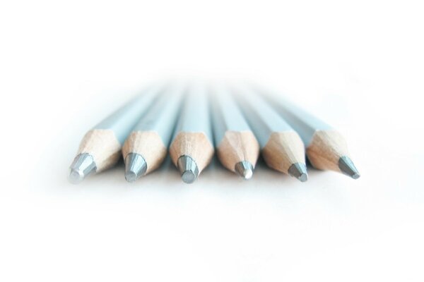 Gray pencils on a white background