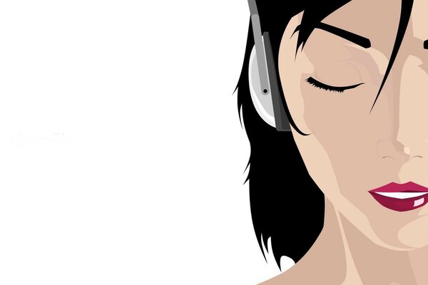 Mädchen mit Kopfhörern hört Musik