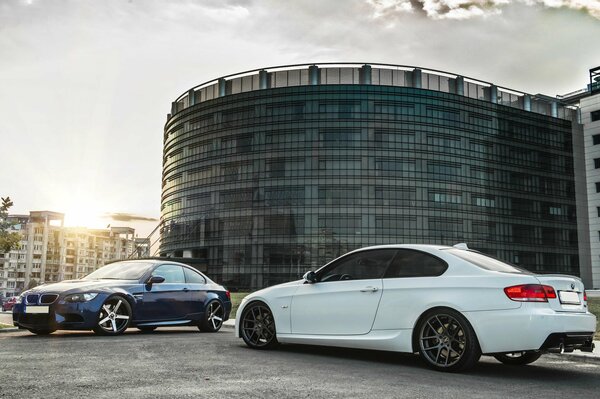 Bmw m3 in den Farben weiß und blau des Sieges