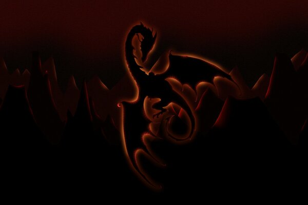 A formidable fire dragon in the dark