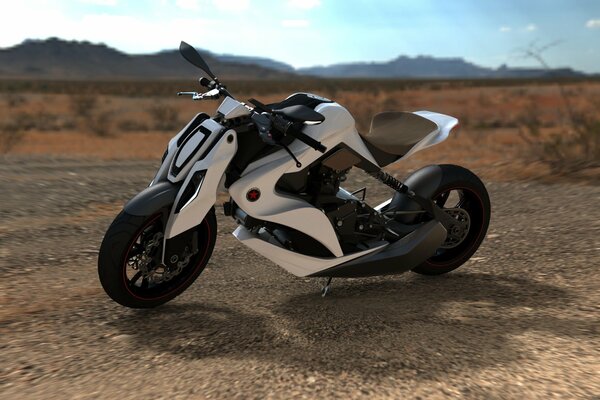 Motocykl IJ concept na tle pustyni