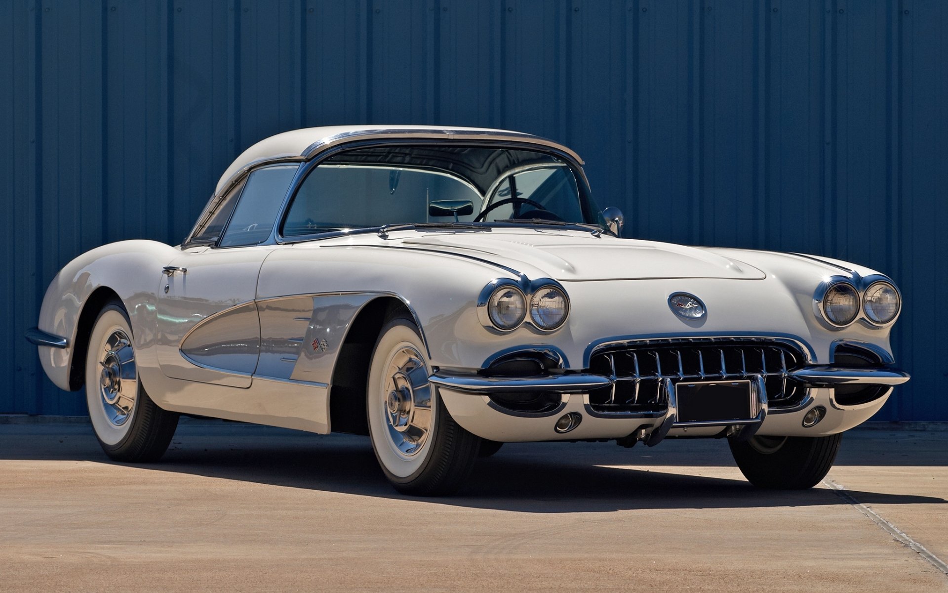 chevrolet corvette c1 1958 chevrolet biały przód