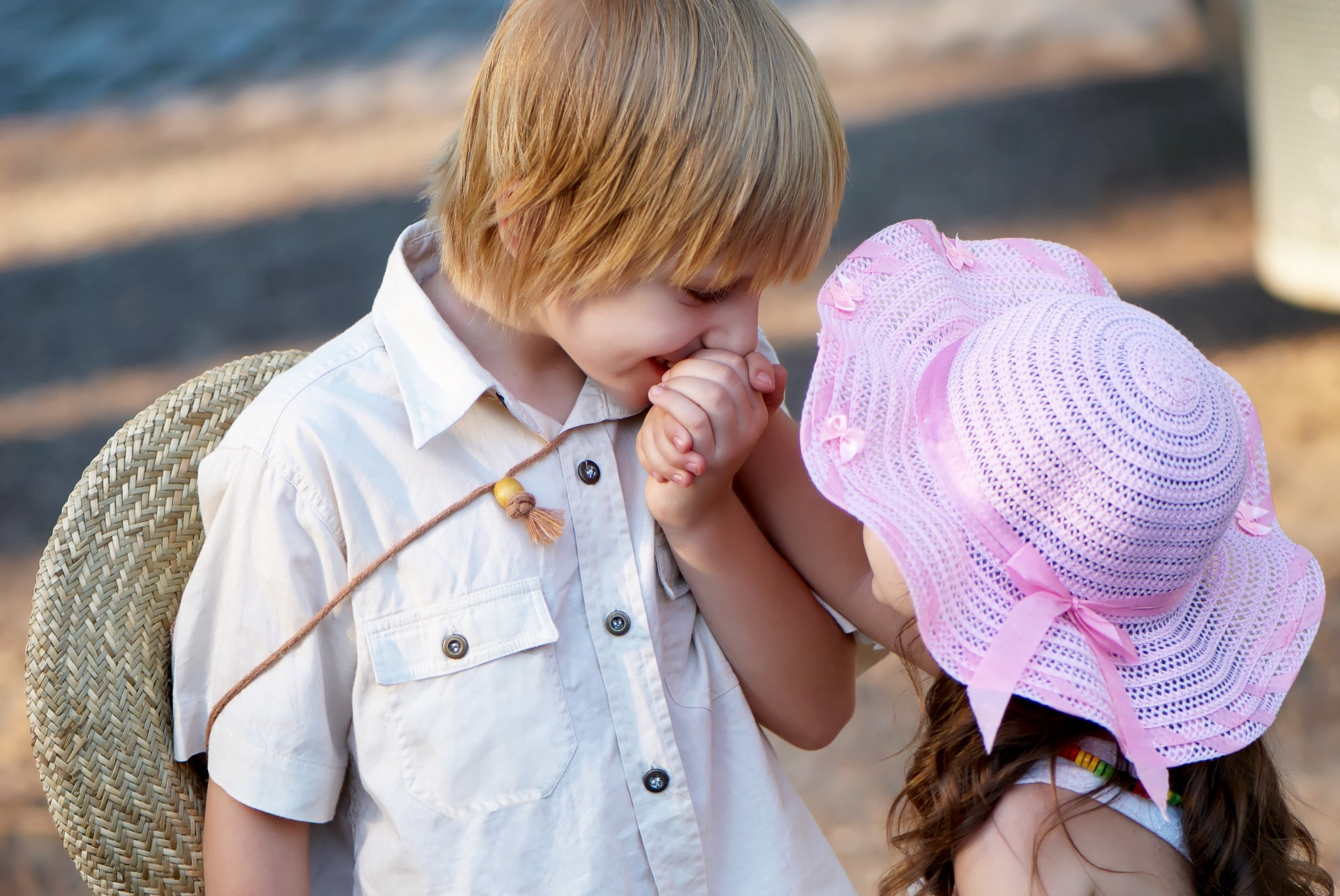 romance tender boy love kiss cute little girl