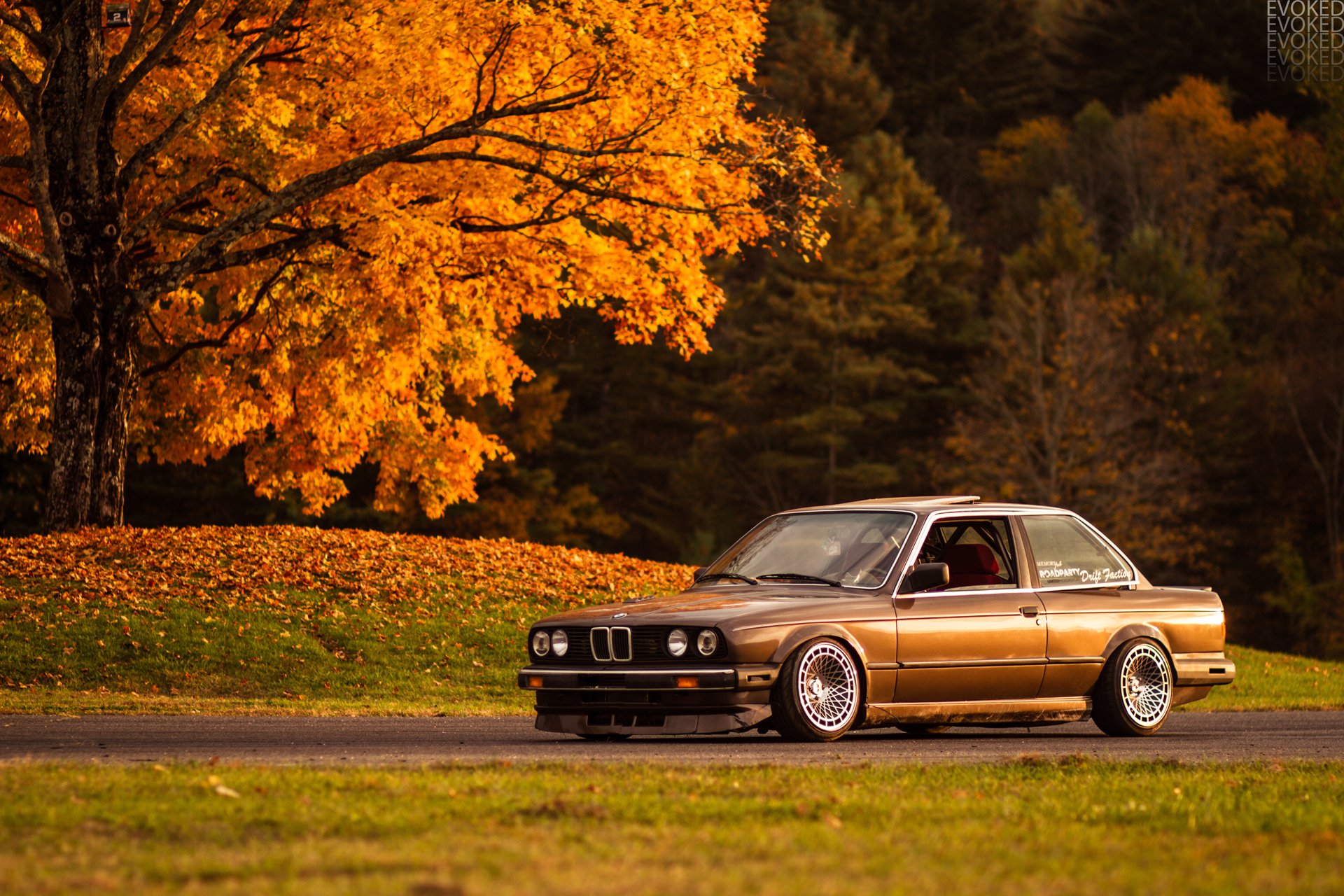 bmw e30 325si automne arbre feuillage lumière