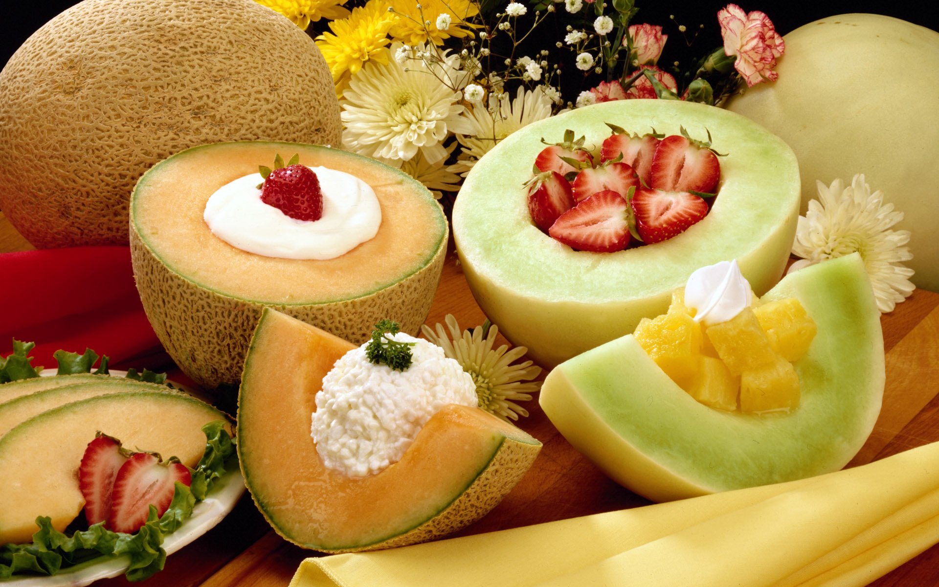 food fruit dessert melon strawberry cream