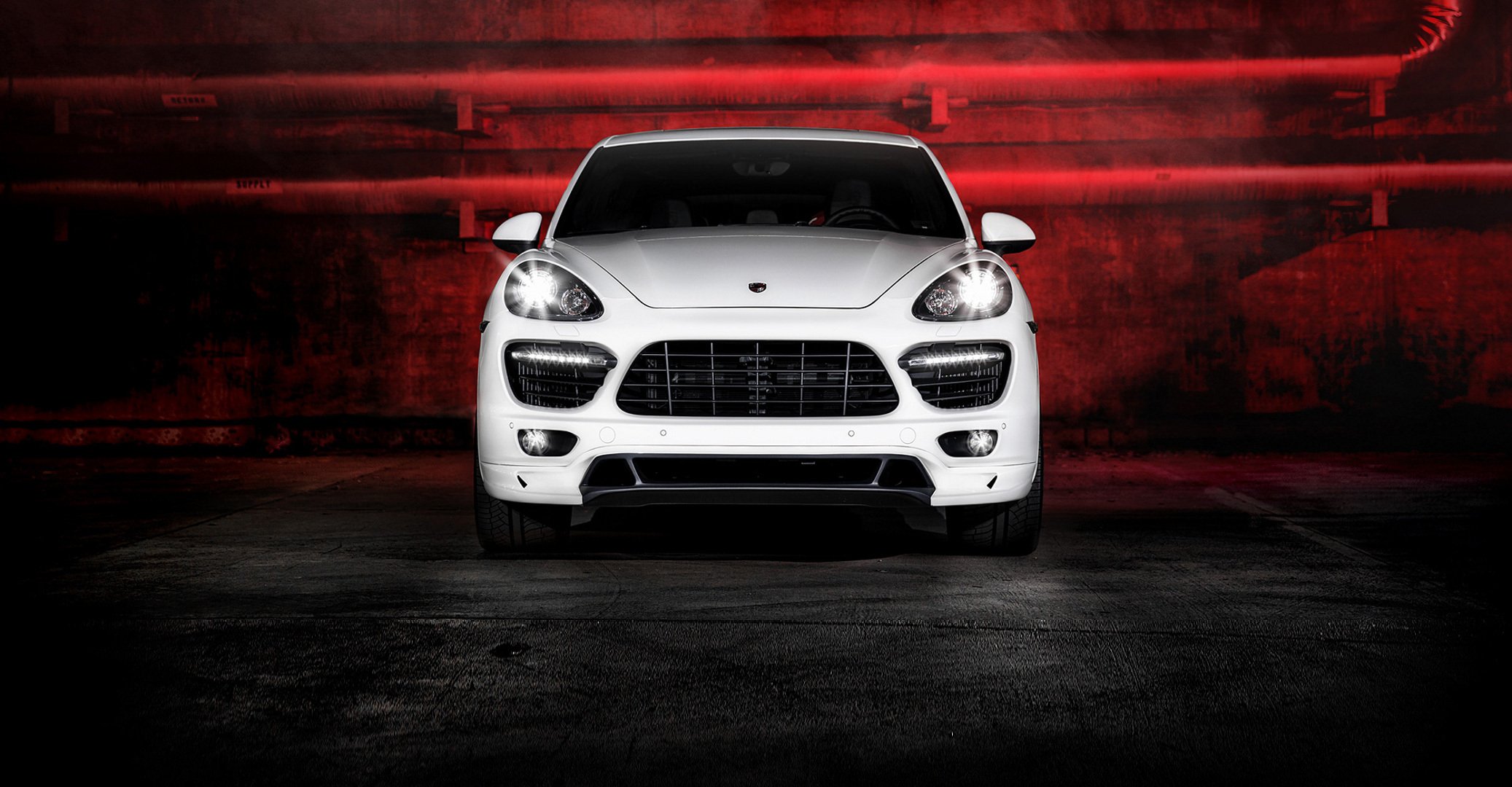 porsche cayenne vorsteiner biały przód odblaski