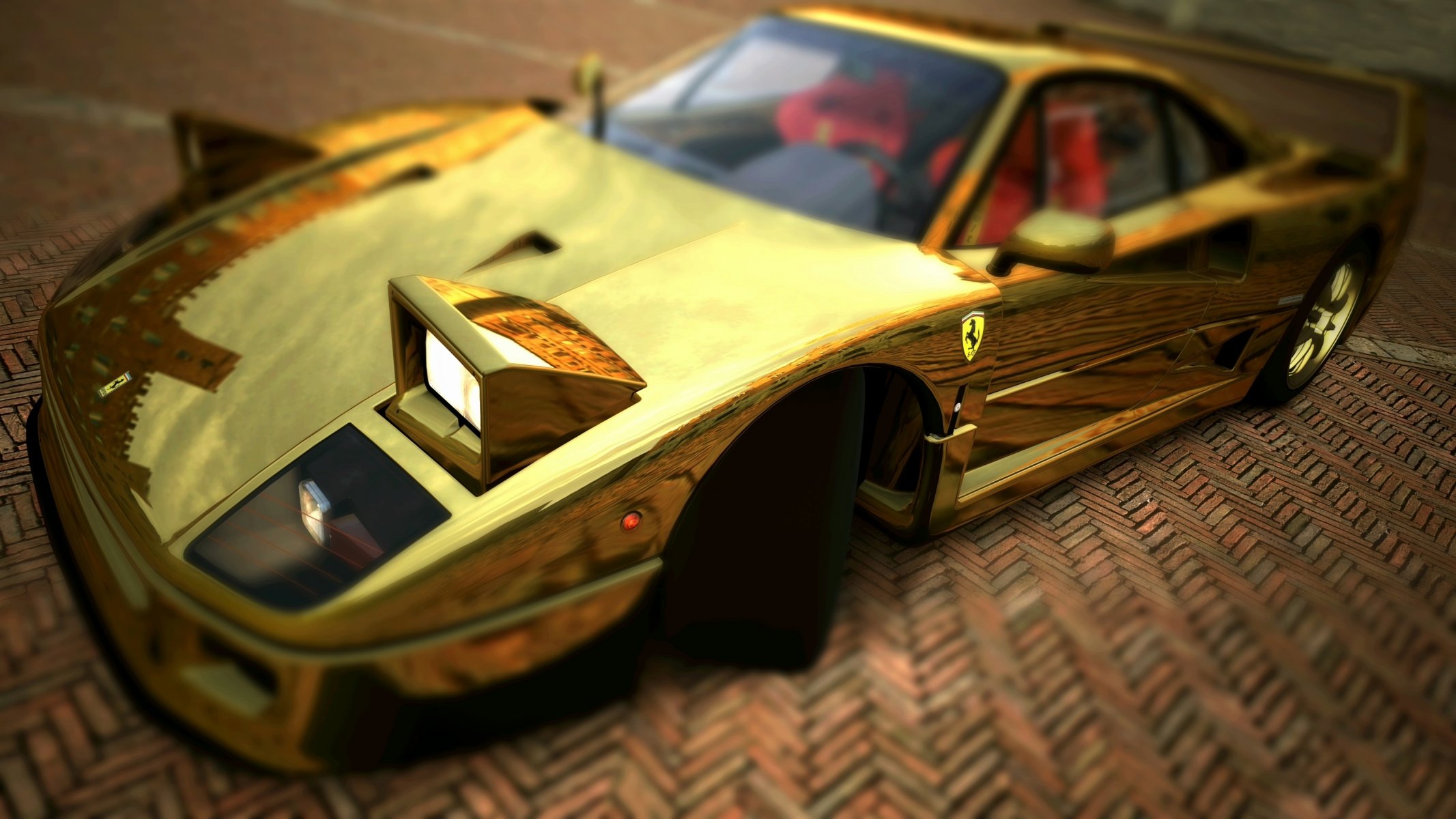 ferrari f40 gold f 40 gold supersportwagen grafik scheinwerfer