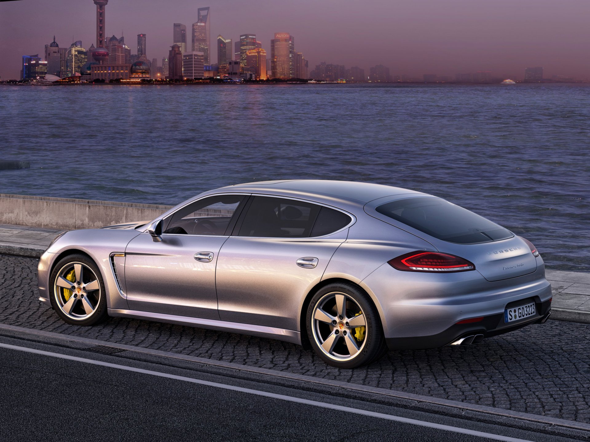 porsche panamera turbo porsche auto wieczór morze