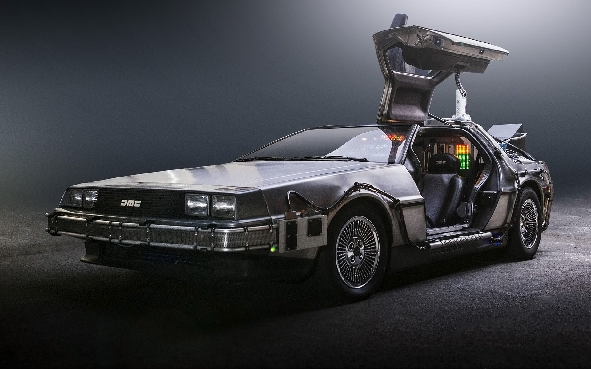 delorean dmc-12 назад в будущее машина времени делориан передок дверь фон