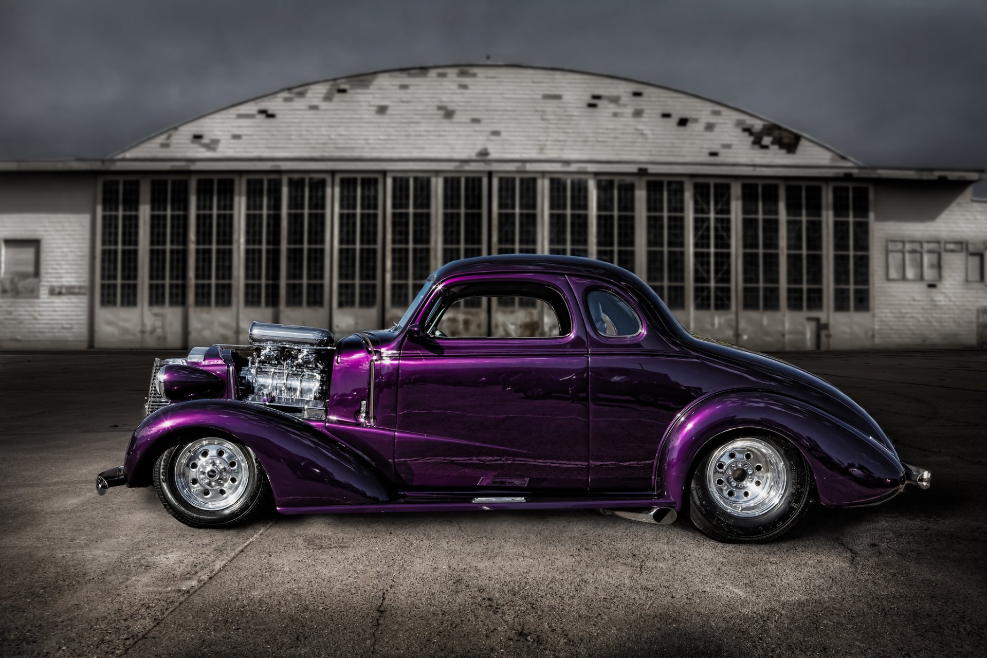 hot-rod classic car purple classic retro street