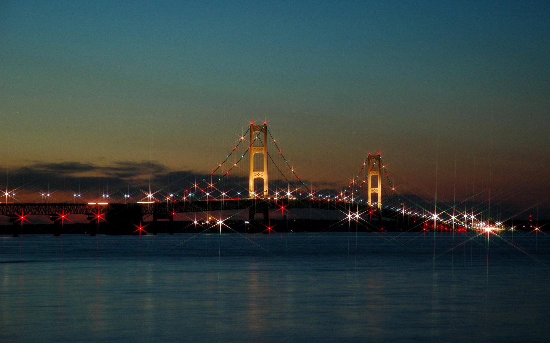 ponte città luci cielo tramonto