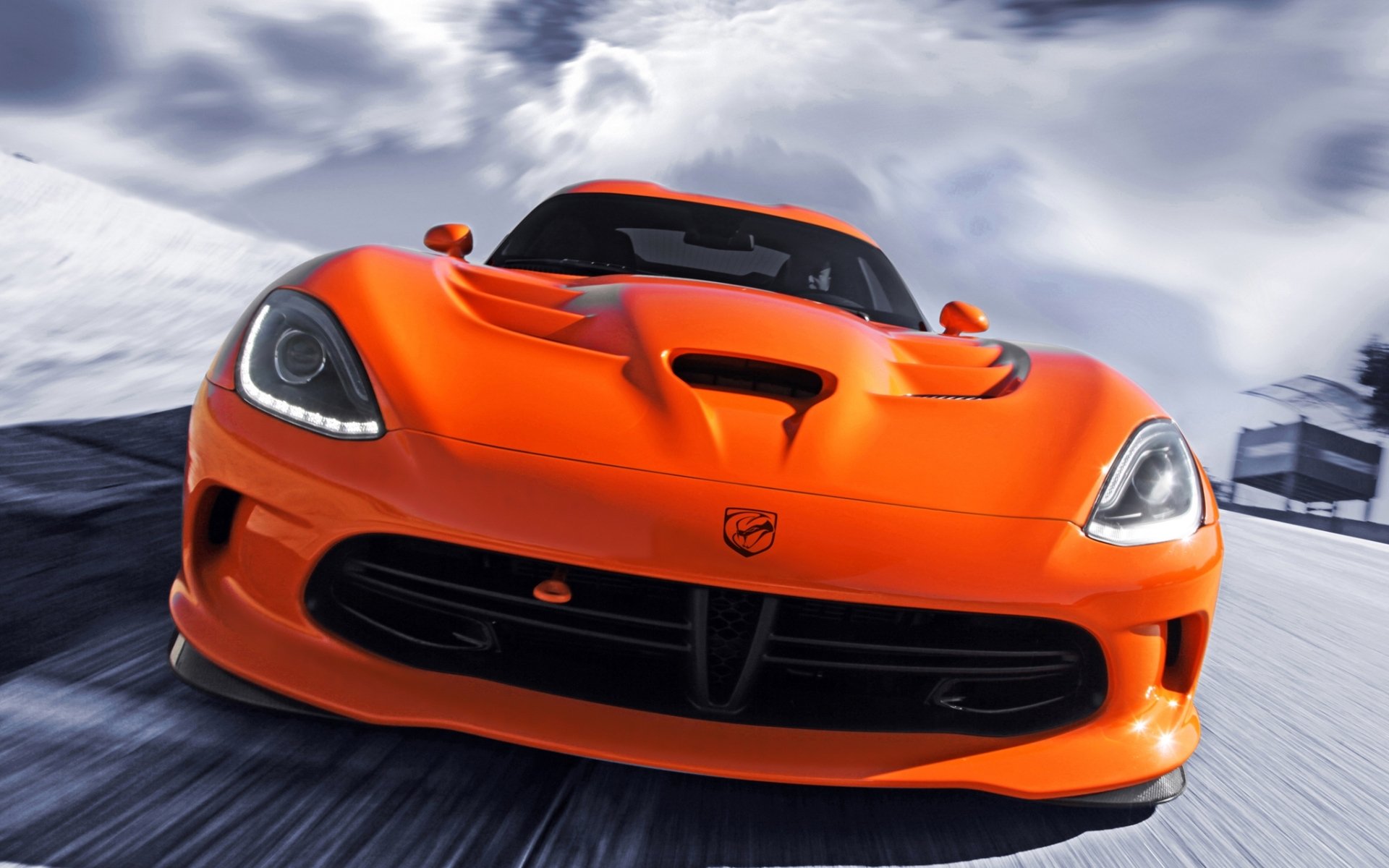 dodge sto viper ta dodge viper supersamochód pomarańczowy przód