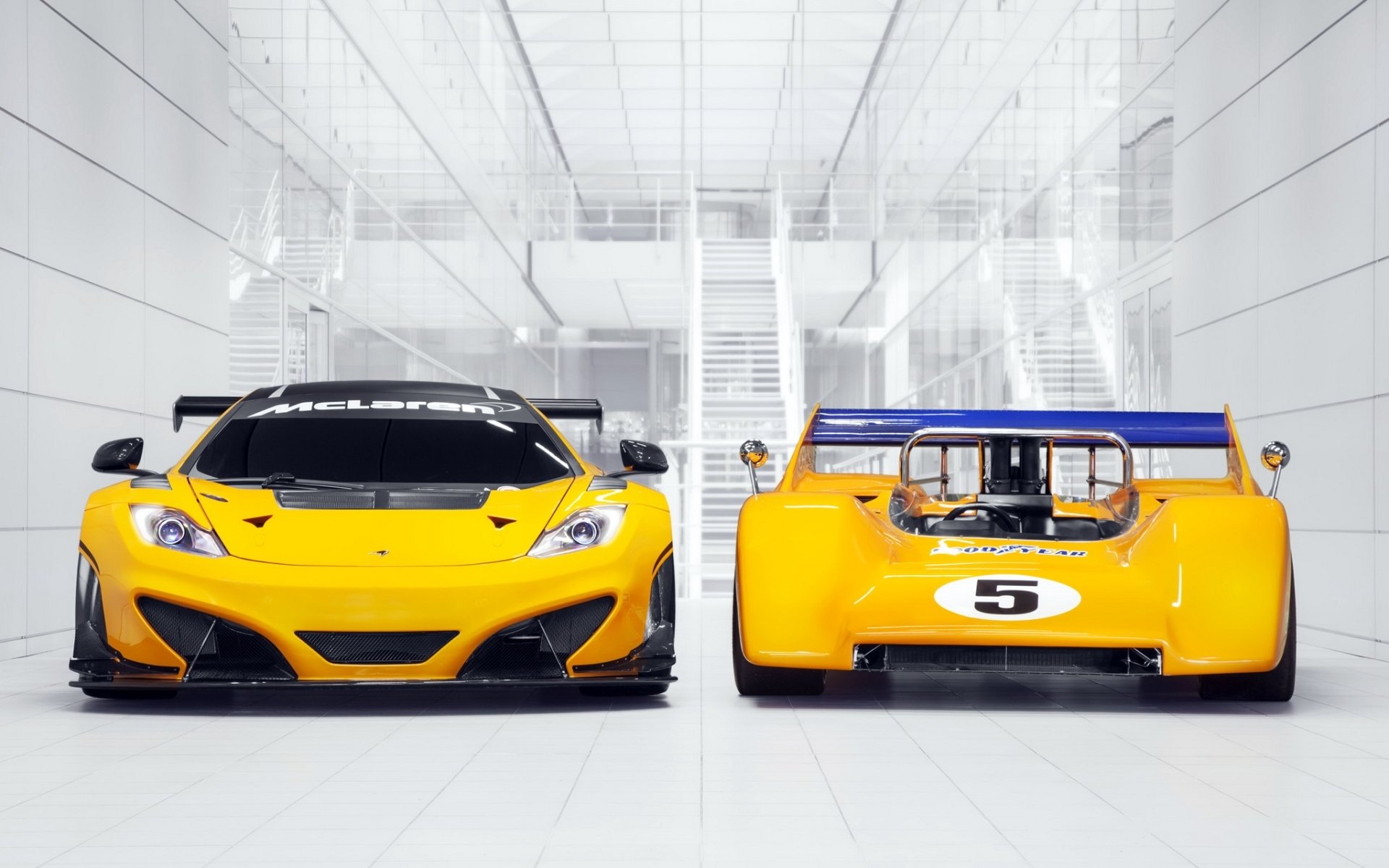 mclaren m8d 1970 and 12c gt can-am edition racing car front