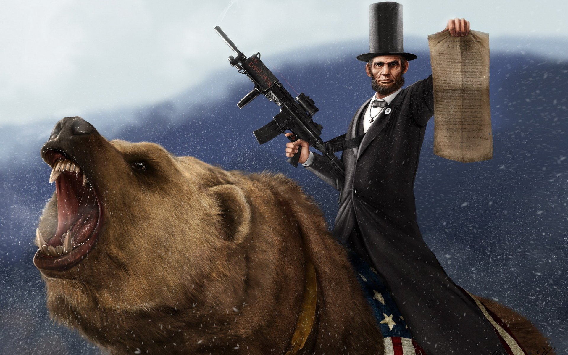 proclamazione abraham lincoln orso automa neve