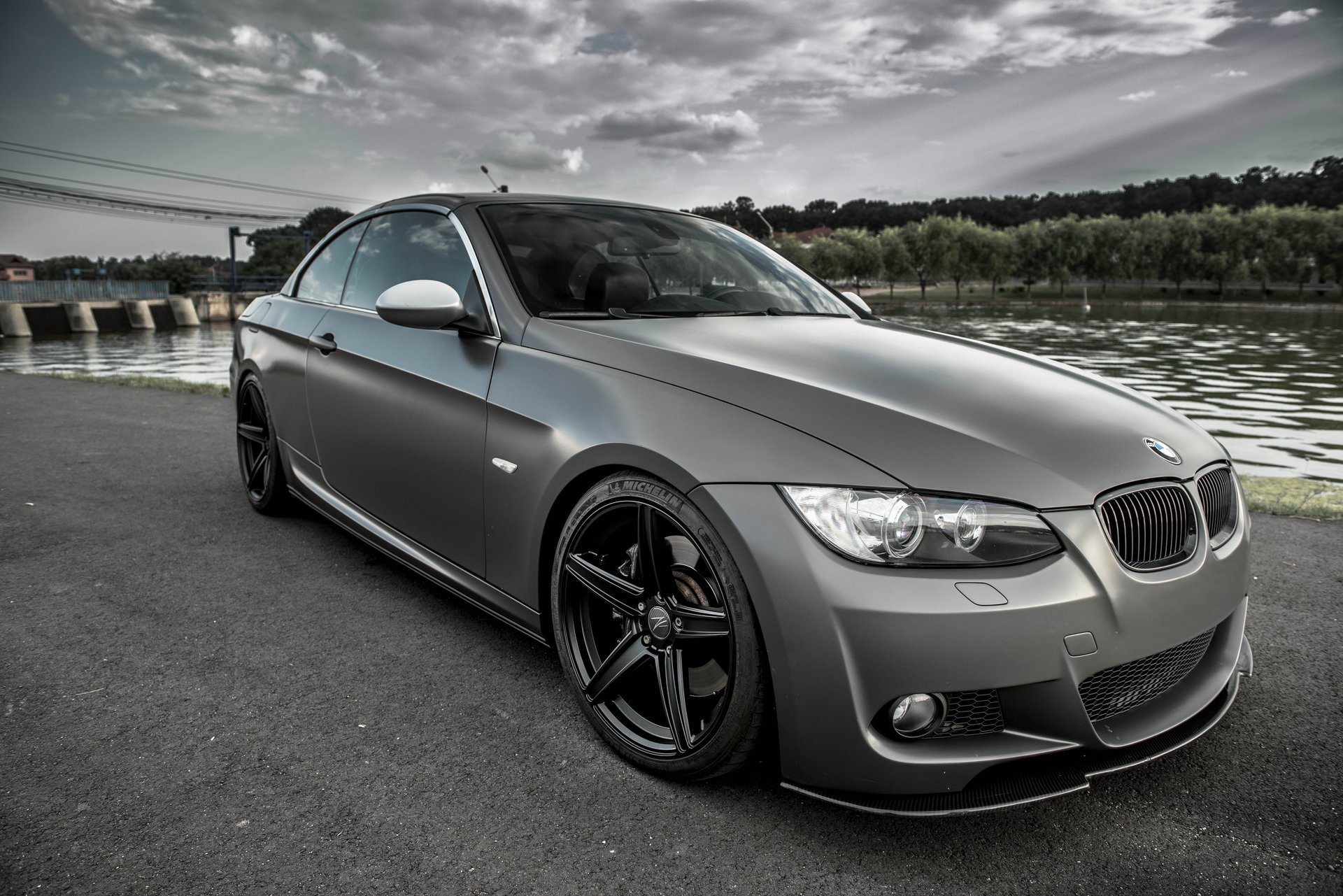 bmw e93 profonde concave coupé gris bmw ciel nuages