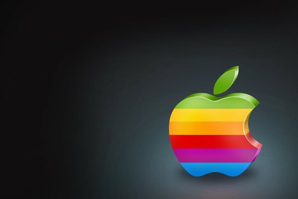 Logo coloré de pomme rongée
