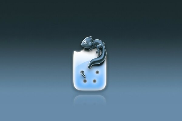 A small chameleon on a domino