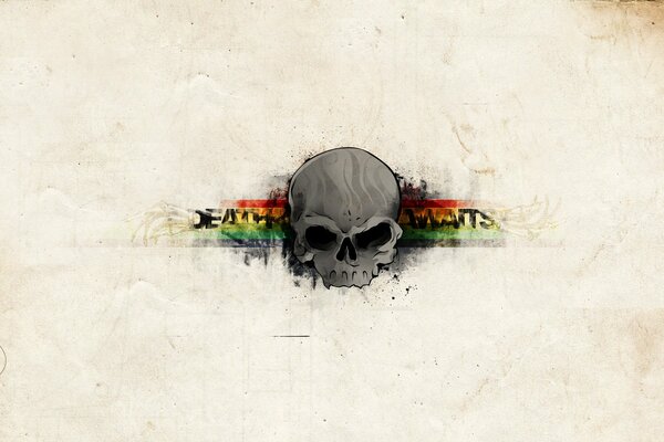 Graffiti en forma de calavera y letras de colores