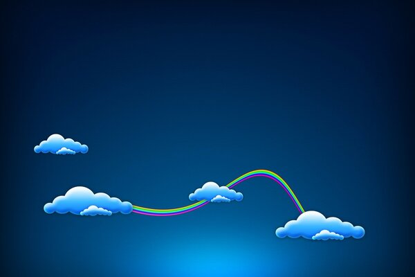 Minimalisme nuages arc-en-dessin animé