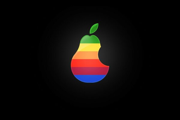 Logo a forma di pera colorata morso