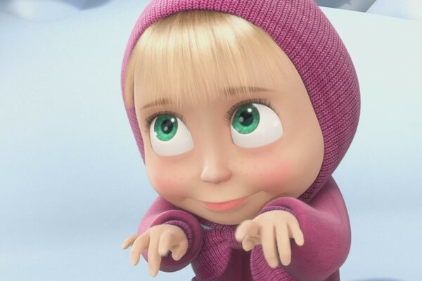 L astuta Masha sta ingannando qualcosa nel freddo inverno