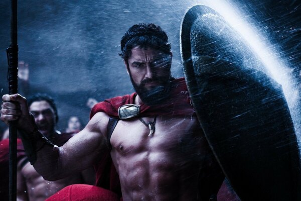 Der Schauspieler gerard butler aus dem Film 300 Spartaner