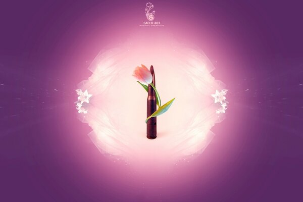 Purple cartridge with a flower in lilac color