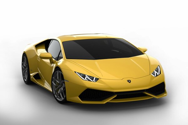 Yellow lamborghini on a white background