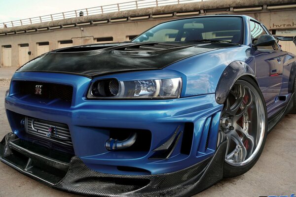 Super cool tuned blue car